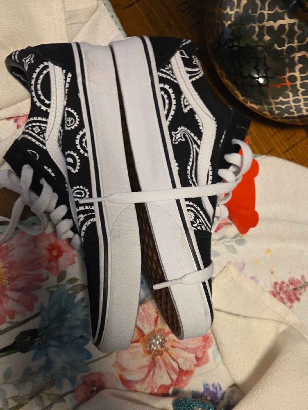 Vans Black & White Paisley Old Skool Sneakers - Picture 5 of 7